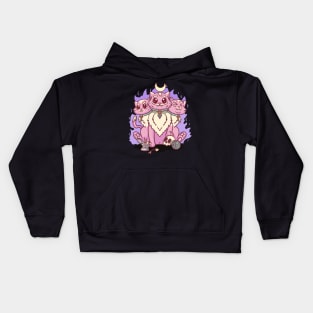 Kawaii Pastel Goth Cute Creepy 3 Headed Cat Skul, Kids Hoodie